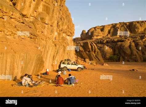 People Camping In Desert Tadrat Algeria Africa Stock Photo Alamy