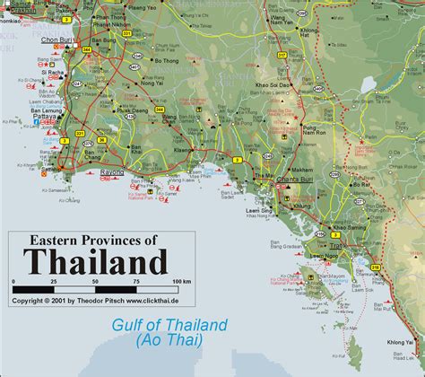 South Thailand Map Süd Thailand Karte Der Regionen Pattaya Rayong