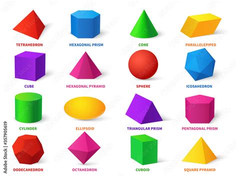 Color Basic Shapes Realistic D Geometric Forms Cube And Ellipsoid