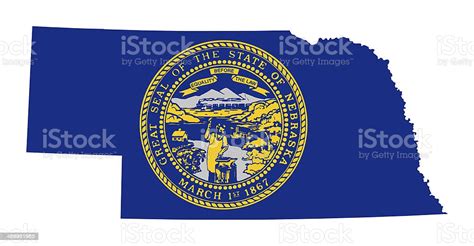 State Of Nebraska Flag Map Stok Vektör Sanatı And Nebraska‘nin Daha Fazla