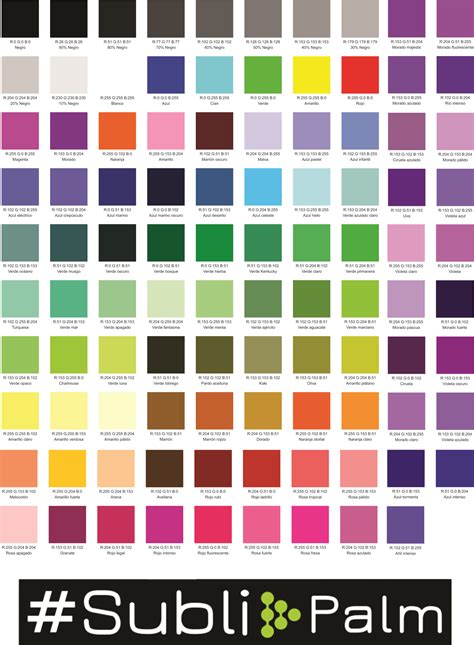Paleta De Colores Para Sublimación Pantone