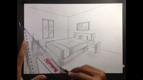 How To Draw A Simple Bedroom In Two Point Perspective Bedroom Drawing