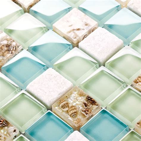 Beach Glass Tile Backsplash Home Improvement Backsplash Shower Spa 1x1 Cocoa Beach Glass