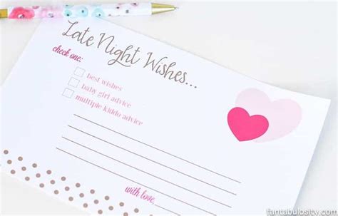 Pin this image below, to remember for the next baby. Late Night Wishes... Baby Shower Advice Cards - Fantabulosity
