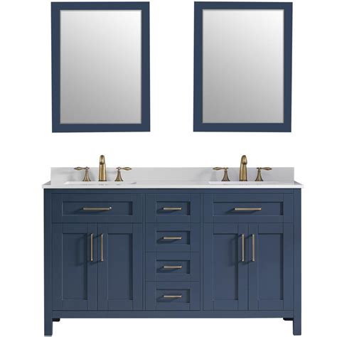 Luca kitchen & bath lc60pbw tuscan 60 double bathroom vanity set in midnight blue with carrara marble top and sink 4.1 out of 5 stars 20 $1,508.01 $ 1,508. OVE Decors Tahoe 60 in. W Bath Vanity in Midnight Blue with Cultured Stone Vanity Top in White ...