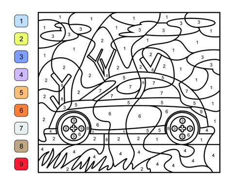 9 Best Images Of Car Color By Number Printables Printable Color By