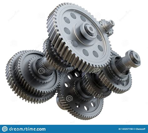 Gearbox Concept Metal Gears Shafts And Bearings Stock Illustration