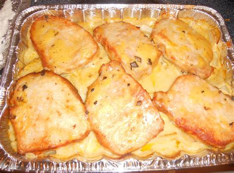 These baked pork chops are the best oven baked pork chops ever! Pork Chop Potato Casserole Recipe | Just A Pinch Recipes