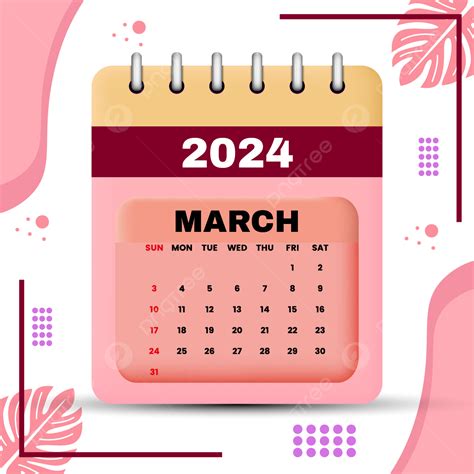 Mart 2024 Takvimi çizimi PNG Vektör Resimleri ve PSD Resmi Ücretsiz