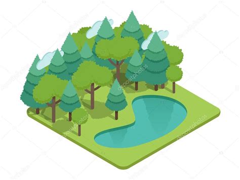 Isometric forest, isometric park, isometric wood, isometric garden ...