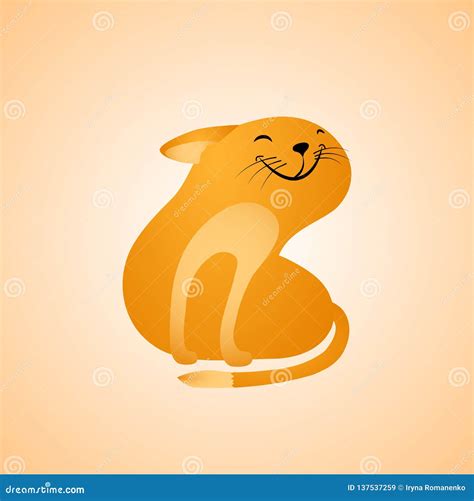 Ginger Cat Sitting And Smiling Vector Illusrtation Stock Vector