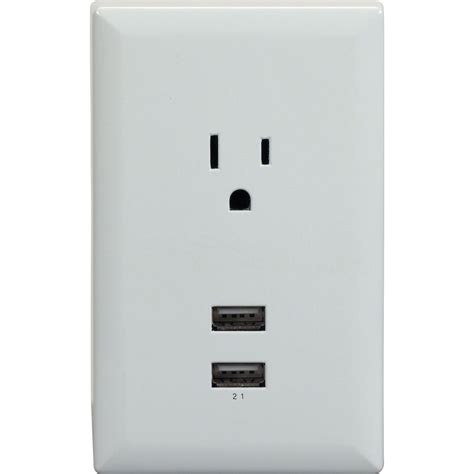 Rca Wp2uwr Dual Usb Single Power Outlet Wall Adapter Plate