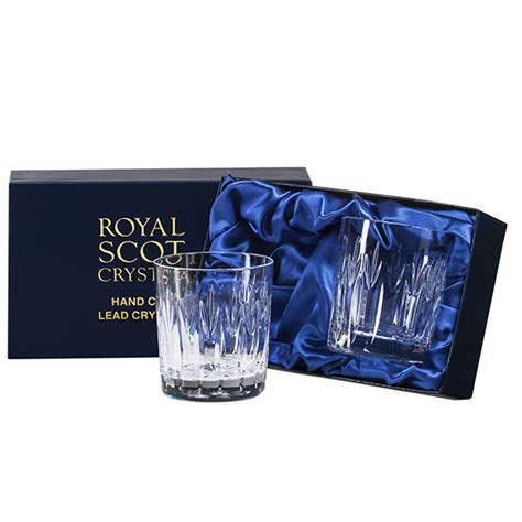 Royal Scot Crystal Sapphire Large Tumblers Fully Cut No