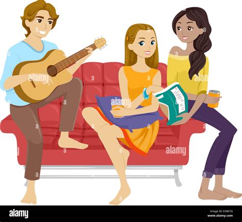 Illustration Of Teenage Friends Hanging Out Together Stock Photo Alamy