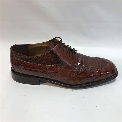 Stacy Adams Mens Loafer Dress Shoes Brown Snakeskin Leather Lace Up 9M