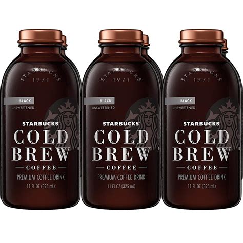 Starbucks Cold Brew Coffee Black Unsweetened 11 Oz Glass Bottles 6