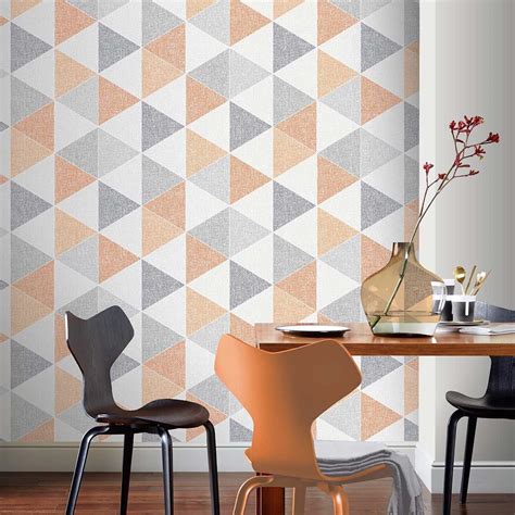Scandi Triangle By Arthouse Orange Wallpaper Wallpaper Direct