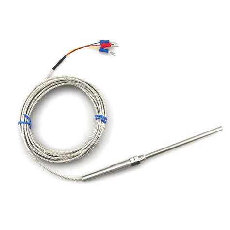 2m Rtd Pt100 Cable Stainless Probe 100mm 3 Wires Temperature Sensor 50