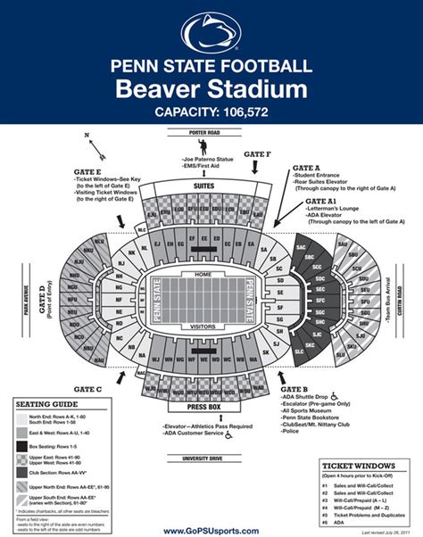 Row Seat Number Penn State Seating Chart