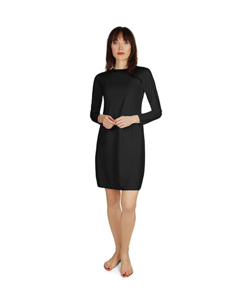 Memoi Bonded Long Sleeve Slip Dress CSP503 42 Tiptoe Boutique