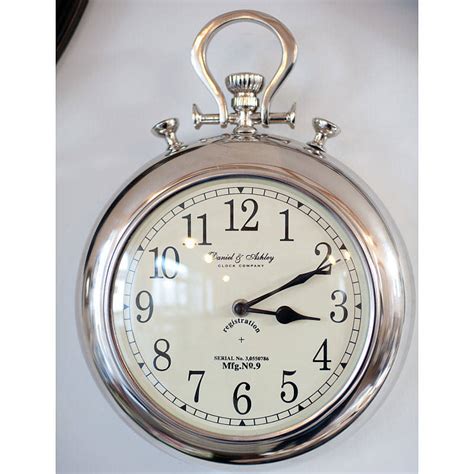 Round pocket watch wall clock, roman numerals. silver pocket watch wall clock by the orchard ...