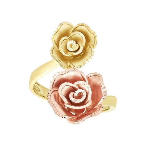 Don roberto jewelers offers easy credit and will take all applicants into consideration. 14k Gold Two-Tone Rose Bypass Ring | Don Roberto Jewelers