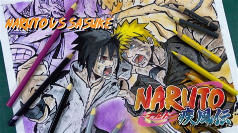 Speed Drawing Naruto Vs Sasuke Batalla Final Naruto Shippuden