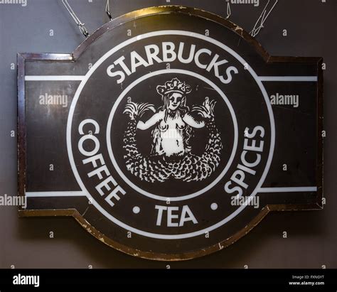 Original Logo And Sign For Starbucks Coffe At The Starbucks Corporate