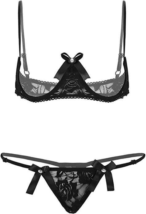 Jp Alvivi Womens Sexy Lingerie Open Bust Bra Thong See Through Shorts Extreme