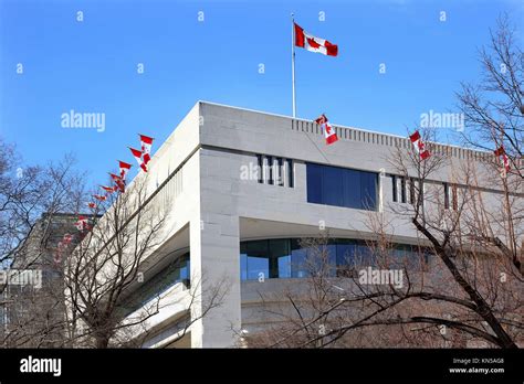 Embassy Of Canada With National Flag Hi Res Stock Photography And