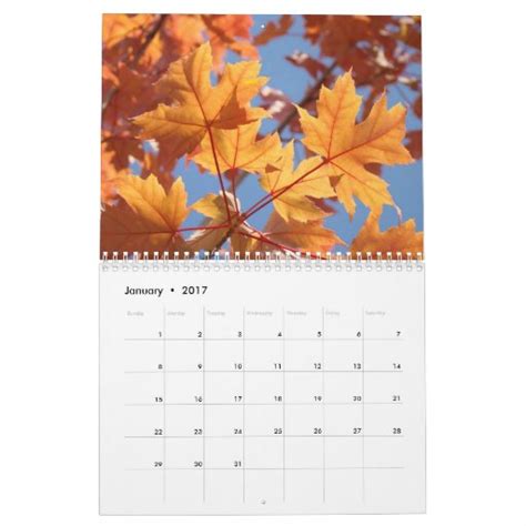 Calendar Autumn Calendars Fall Art Leaves Zazzle