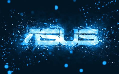 Download Wallpapers Asus Blue Logo 4k Blue Neon Lights Creative