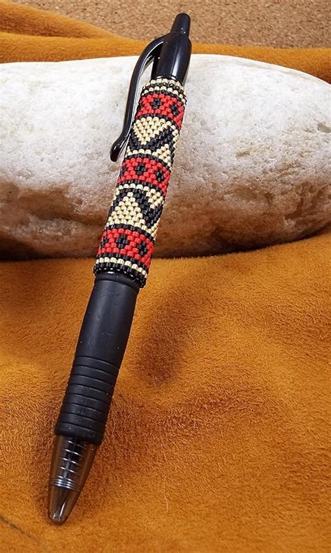 Hand Beaded Pen Navajo Rug Pattern Native American Made