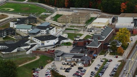 6k Aerial Video Flying By The New Hampshire State Prison In Autumn