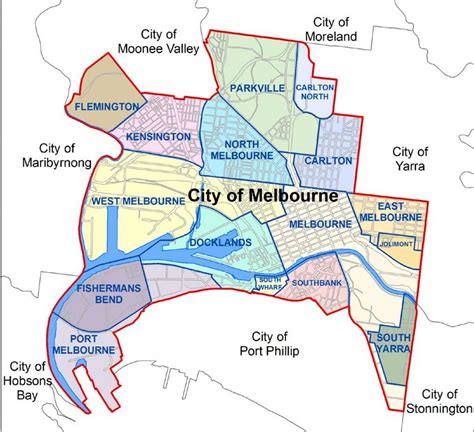 Karte Von Melbourne Suburbs Karte Von Melbourne Und Die Umliegenden