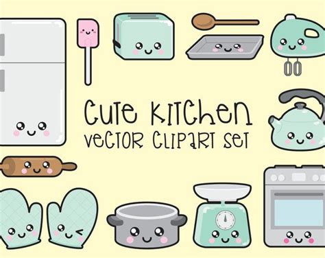 Cute Kitchen Items Are Arranged In The Shape Of A Circle