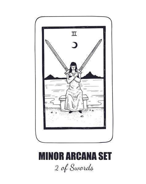Premium Vector Tarot Vector Hand Drawn Minor Arcana Set 2 Of Swords