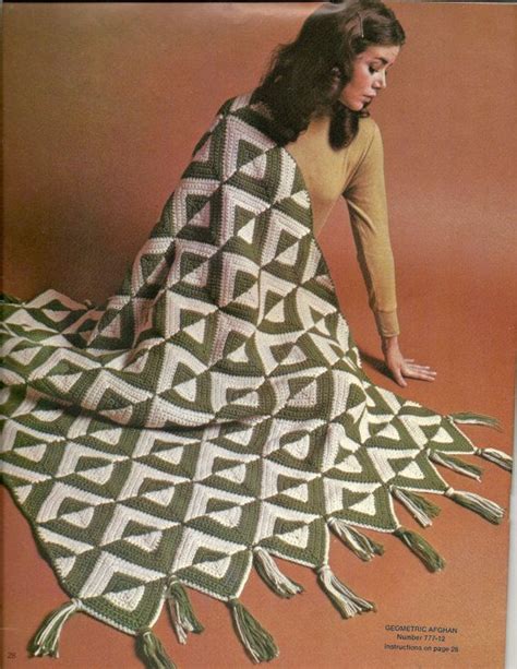 Vintage Geometric Afghan 1972 Afghan Pattern Crochet Squares