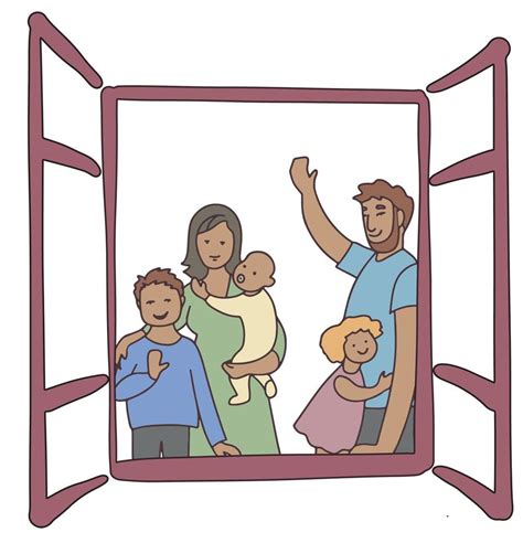Ilustración Vectorial De Una Familia Feliz Mamá Papá Con Tres Hijos