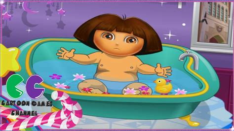 Baby bathing games for little kids. Dora Bathing time: Happy Dora game for kids. - YouTube
