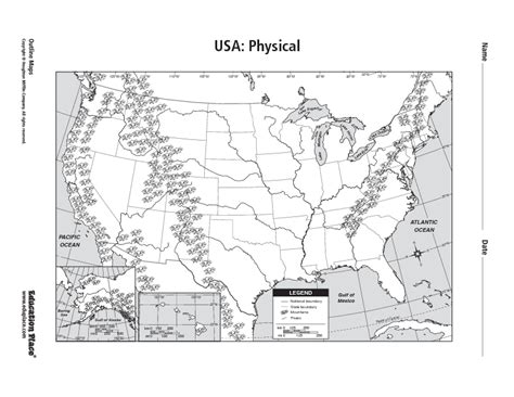 Us Physical Map Blank