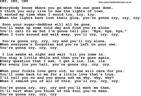 Johnny Cash Song Cry Cry Cry Lyrics