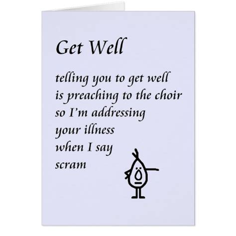 Get Well - a funny Get Well Poem Card | Zazzle.com