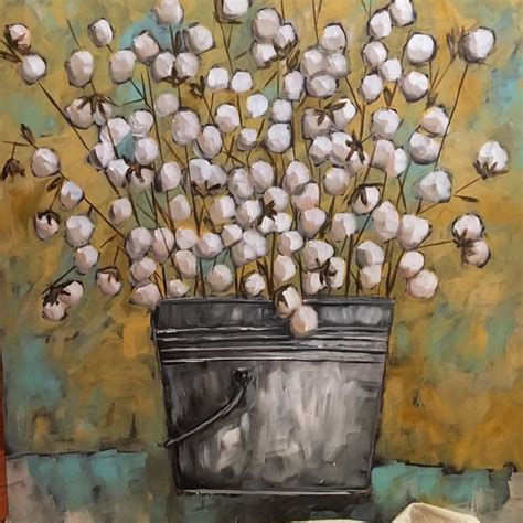 Bucket Of Cotton Painting By Trish Jones In Madison Georgia Whimsical