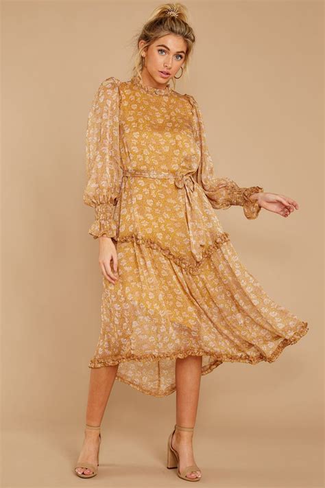 Lovely Yellow Floral Print Maxi Dress Long Sleeve Maxi Dress 56