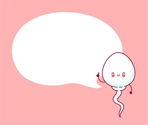 Premium Vector Cute Happy Funny Sperm Cell With Speech Bubble Line Cartoon Kawaii Character
