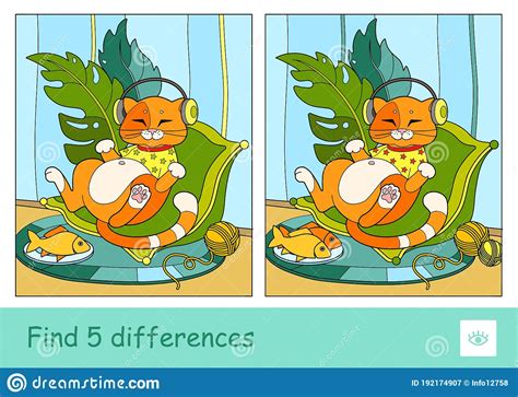 Find Five Differences Quiz Learning Children Game With The