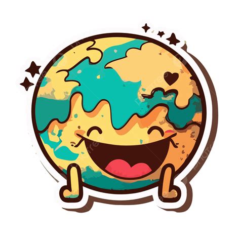Happy Earth Sticker Poster With The Cute Planets In It Vector Clipart