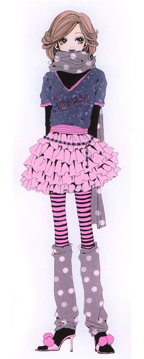 Nana Hachi Komatsu Wearing Pink Tutu Ruffle Skirt And Purple Polka Dot Legwarmers From Nana