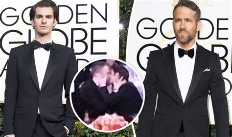 Golden Globes 2017 Ryan Reynolds And Andrew Garfield Kiss As Ryan Gosling Bags Award